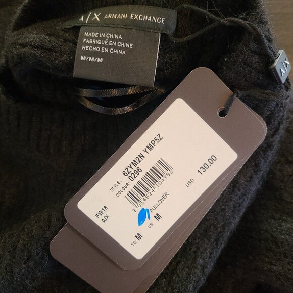 Armani Exchange Black V Back Sweater Pullover Tunic Womens M $130 - Picture 3 of 10